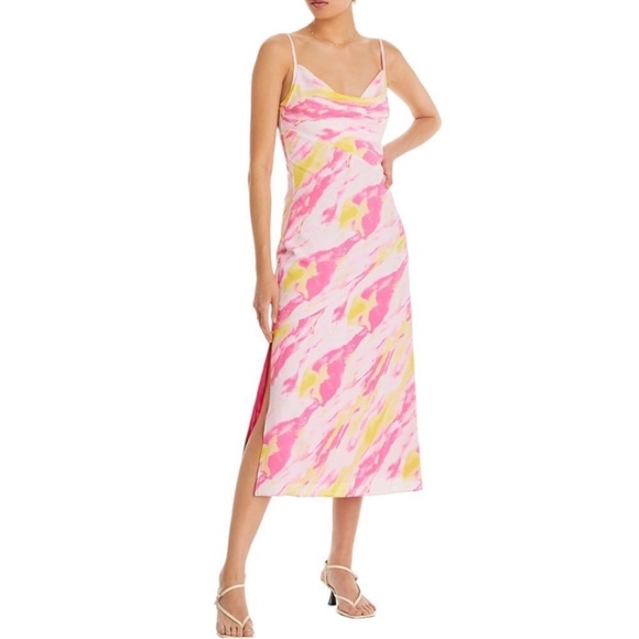 Aqua Pink and Yellow Sunset Dress - Picture 4 of 9